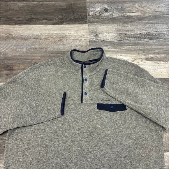 Eddie Bauer Heather Gray Mens 2XL 1/4 Snap Hiking Pullover Fleece Jacket EUC - Picture 3 of 10
